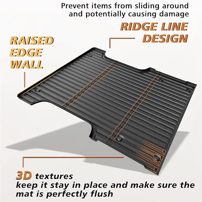 TripleAliners Truck Bed Mat Compatible with 2022 2023 2024 2025 2026 Toyota Tundra Accessories CrewMax 5.5FT Vehicle Perfectly Flush All Weather Protection TPE Heavy Duty Pickup Car Bed Cargo Mat