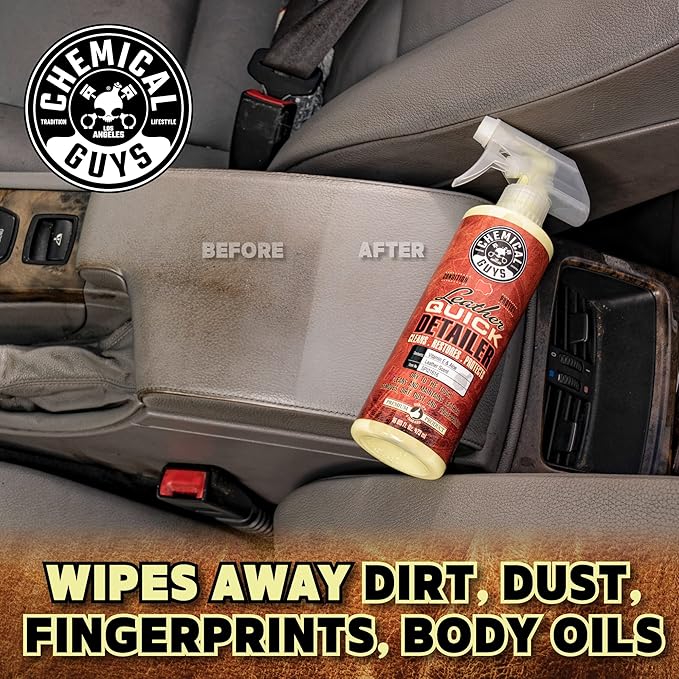 Chemical Guys Leather Quick Detailer - 16 oz Interior Cleaner and Conditioner for Natural, Synthetic, Pleather, and Faux Leather - Safe for Car Seats, Furniture, Apparel, Shoes, and Boots