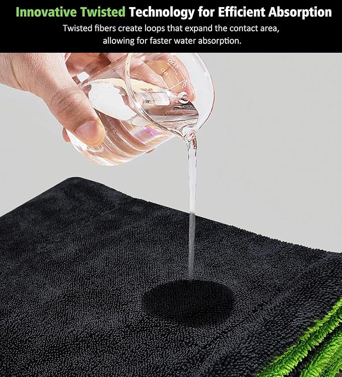 YeewayVeh 28" x 36" Car Drying Towel Extra Large, 1400 GSM Double Sided High Absorbent Car Wash Drying Towels, No Scratches or Streaks, Quick Dry Microfiber Towels for Cars Truck SUV, Green