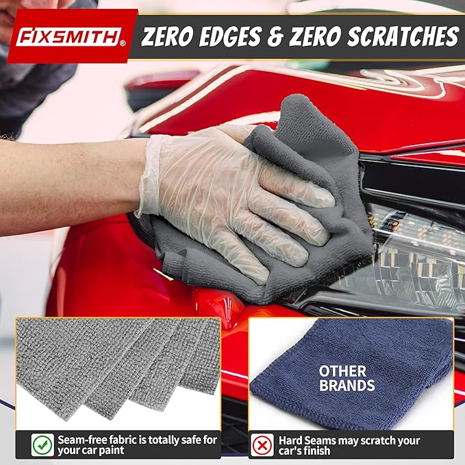 FIXSMITH Shop Towels, Pack of 200, Grey Microfiber Cleaning Cloth Bulk, Microfiber Towels for Cars, All-Purpose Absorbent Cleaning Rags, Dust Cloth for Automotive, Mechanic, Garage, 11.5 x 11.5 inch