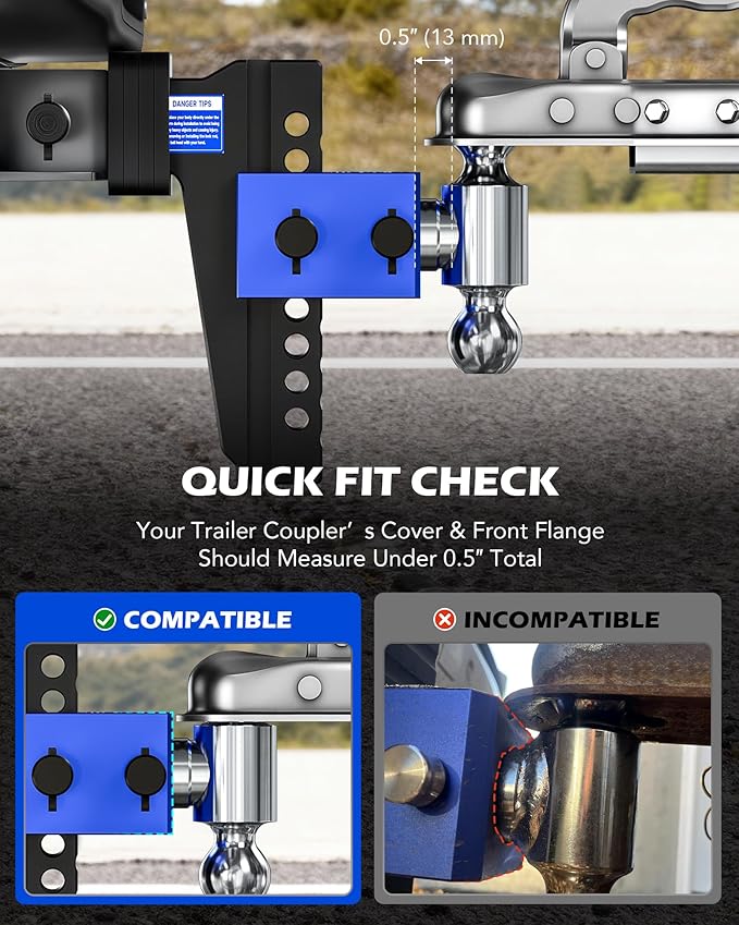 Orion Motor Tech Adjustable Trailer Hitch, Heavy Duty 2.5 inch Receiver Hitch, 8" Drop Hitch with 2" & 2-5/16" Balls, 360° Dual-Ball Mount with 18500lb Towing Capacity for Class IV & V Vehicles