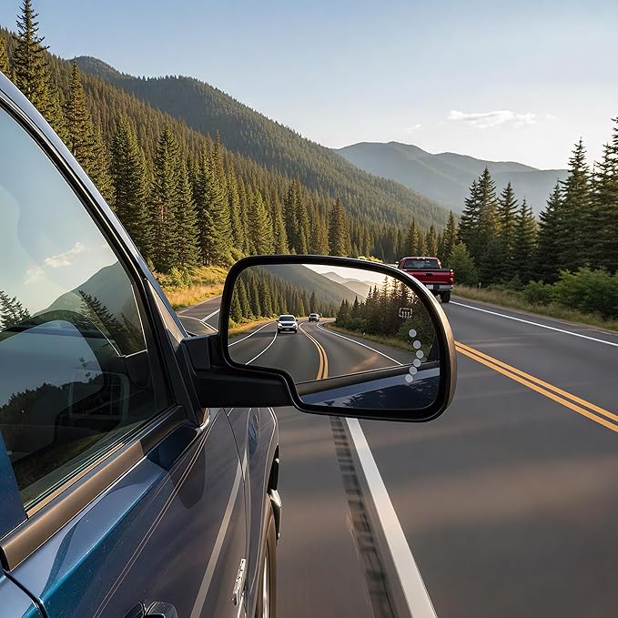 DWVO Side Towing Mirrors Compatible with 2003 2004 2005 2006 Chevy Silverado GMC Sierra Series Pickup, Power Heated, Manual Folding, Pair Set