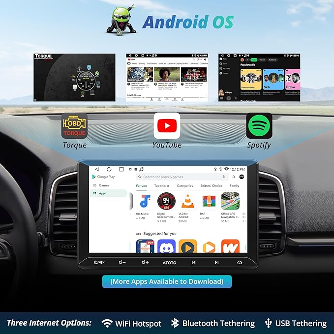 A5L 10.1 inch Android Double DIN Car Stereo, Wireless CarPlay & Android Auto Head Unit, with OBD2 Scanner, IPS Touchscreen Radio,GPS Tracker, 24-B EQ DSP, WiFi/BT/USB Tethering,2G+32G,FM/AM