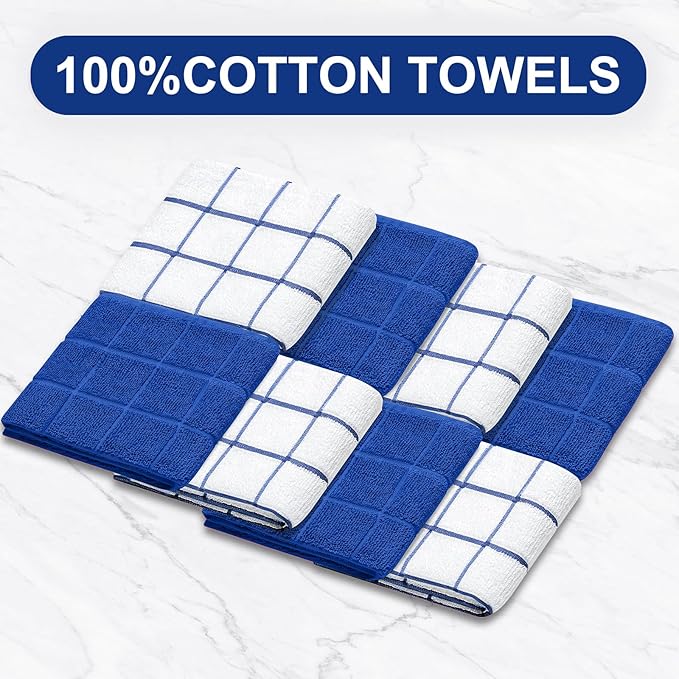 Oven Mitts Pot Holders Sets/Kitchen Towels and Dishcloths, Oven Gloves Kitchen Dish Towels 500 Degree Heat Resistant Potholders with Non-Slip Silicone Surface for Cooking, Grilling, Baking-Royal Blue