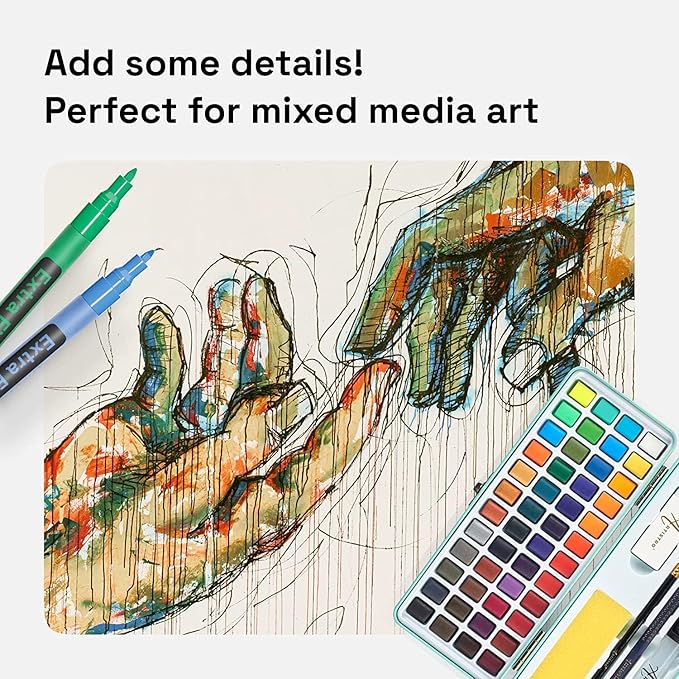 ARTISTRO 12 Acrylic Paint Pens, Fabric Markers for Textile, Rock, Glass, Wood, Paper, Ceramic, Canvas DIY Art Supplies Kit, Drawing Markers for Kids and Adults (Extra Fine Tip)