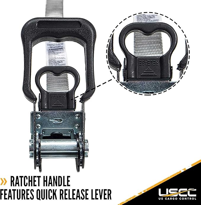 US Cargo Control 1 Inch Wide by 10 Foot Long Rubber Coated Ratchet Strap with Vinyl Coated Wire Hooks, 4 Pack