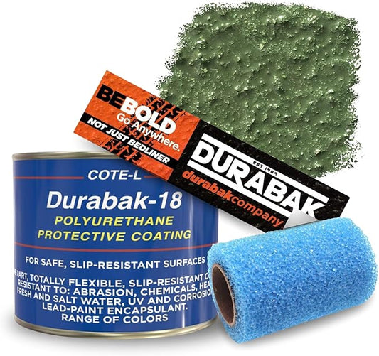 Durabak-18 Textured Truck Bed Liner Quart KIT - Roll On Coating | DIY Custom Coat for Bedliner and Undercoating, Auto Body, Automotive Rust Proofing, Boat Repair (Quart, Military Olive)