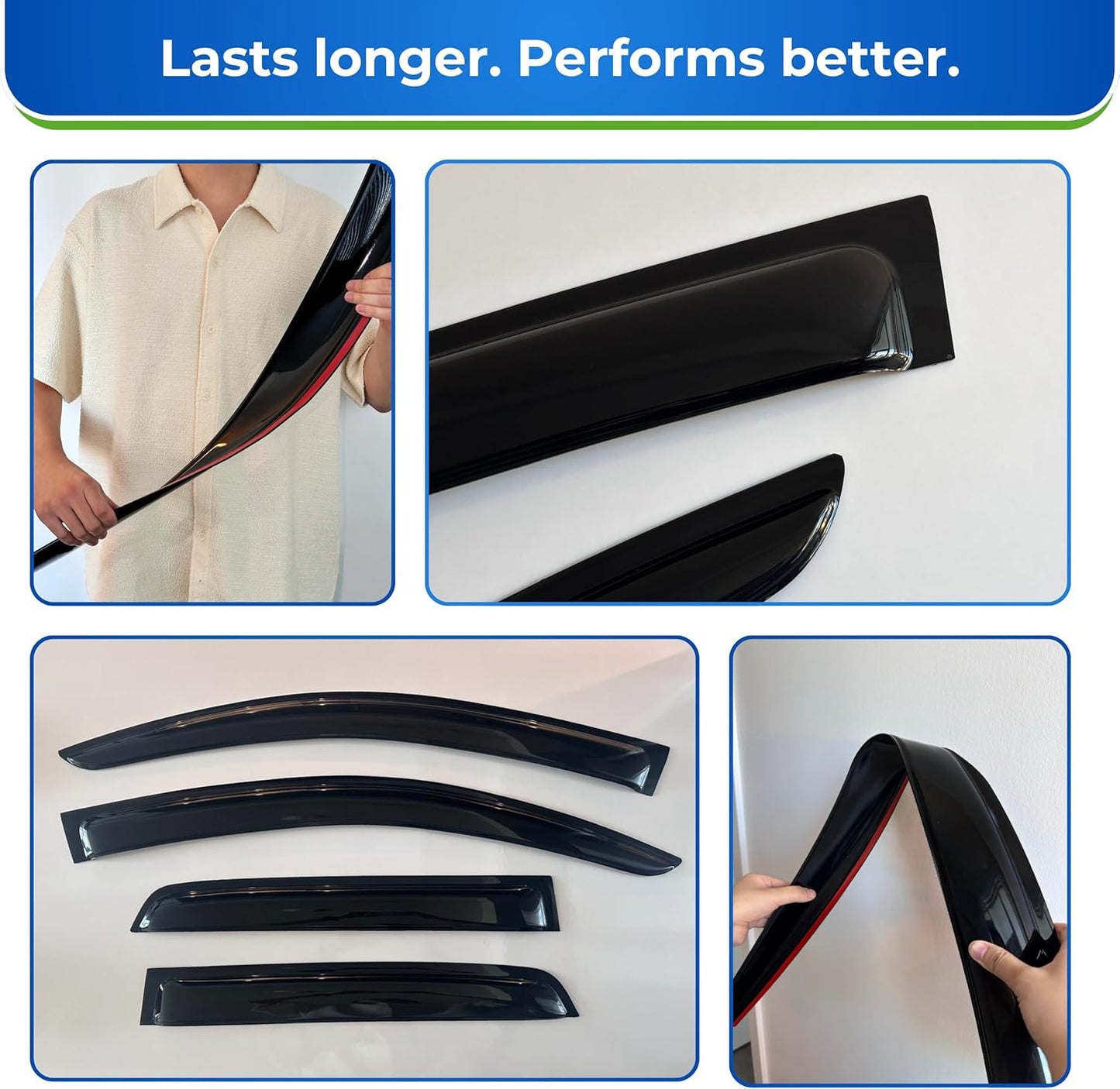 KPY Window Visor Compatible with Toyota Crown 2023-2024, 4PC Rain Guard Side Window Vent Deflectors Tape-On Style, 2023 2024