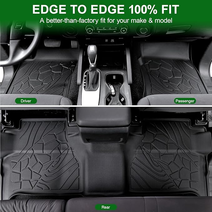 Floor Mats Fit for Nissan Frontier 2022-2025 2026 Crew Cab with 2nd Row Under-Seat Storage(Not for 2nd with Under Seat Speaker), TPE All Weather Protection Car Liners & 4 Door Sill Guards Accessories