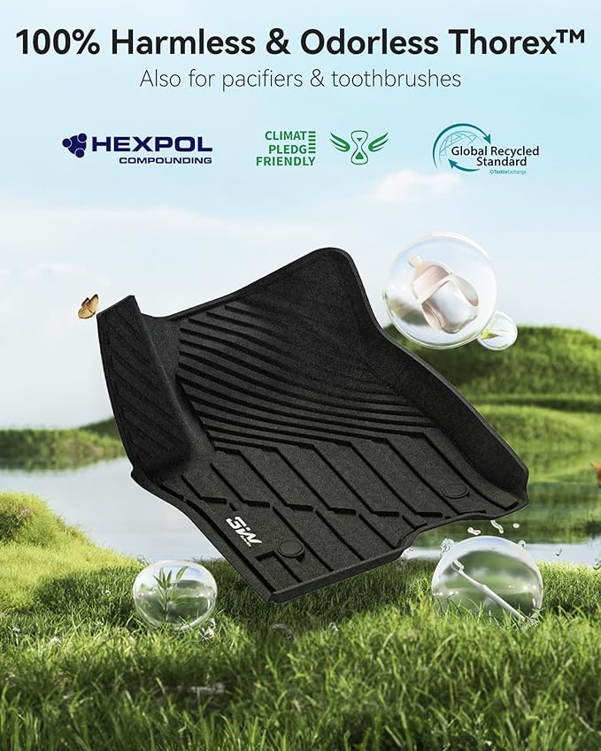 3W Floor Mats Fit for 2021 2022 2023 2024 2025 Chevy Tahoe/GMC Yukon/Cadillac Escalade 7 Seat, TPE All Weather Custom Fit Car Accessories Full Set Car Floor Liners 7 Passengers