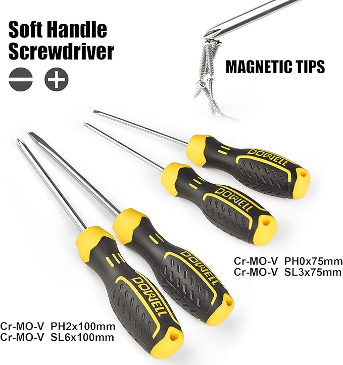 DOWELL Tool Set 49-Piece Home Repair Hand Tool Kit with Plastic Tool Box Storage Case