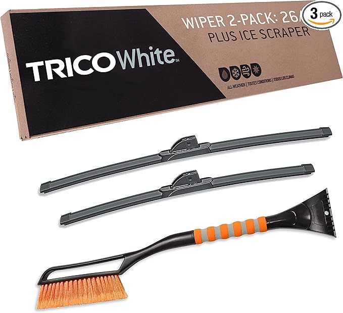 TRICO White 26" + 22" Extreme Weather Premium Winter Automotive Replacement Windshield Wiper Blades (Set of 2), Passenger and Driver Side All-Weather Beam Wiper Blades with Ice Scraper