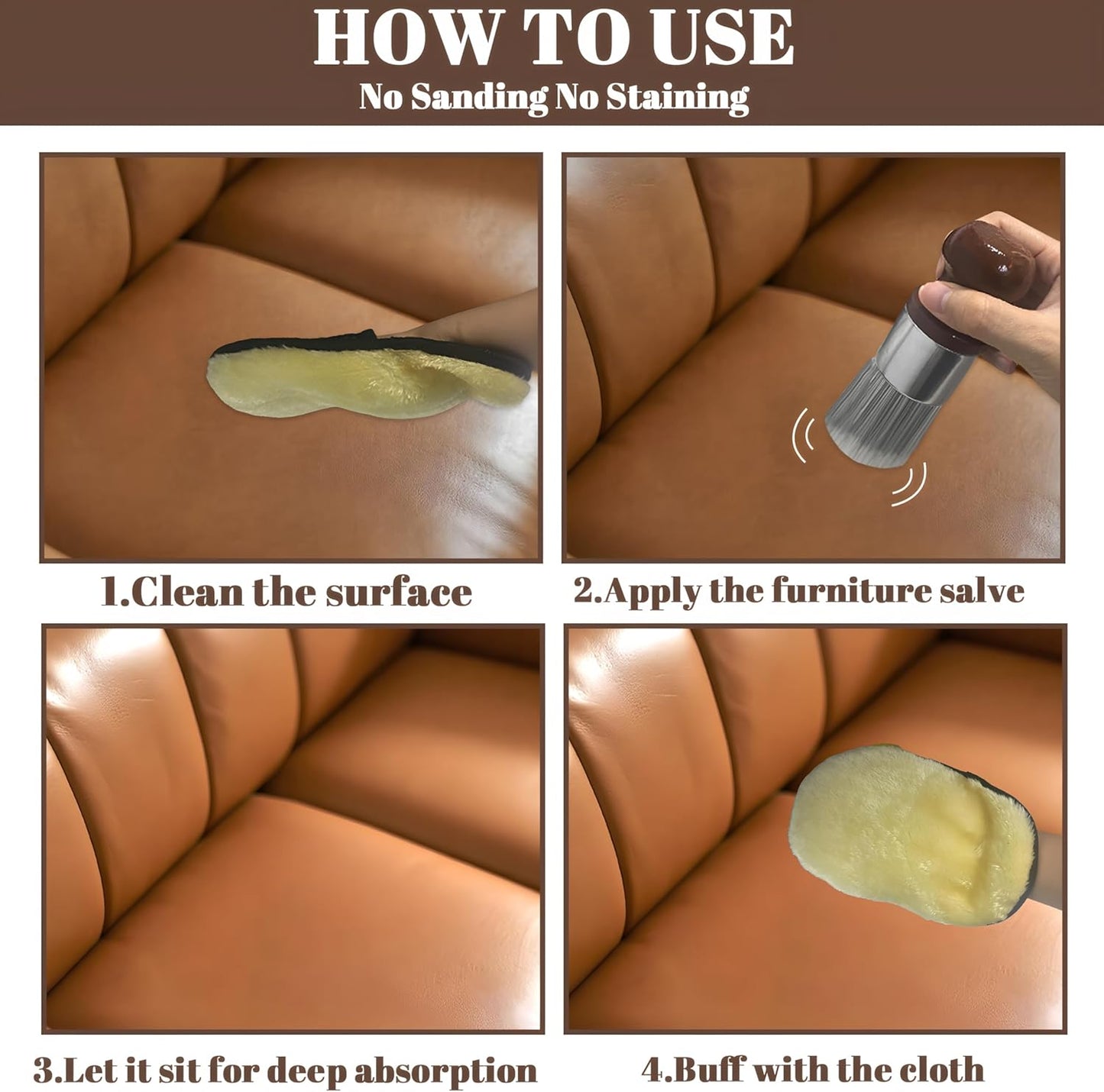 Salve Brush for Furniture,Leather&Wood Care Cleaning Brush w/Glove,Furniture Brush with Comfortable Handle&Soft Bristles,Durable Salve Wax Brushing Tool for Home Office Sofas Car Interiors,Bags,Shoes