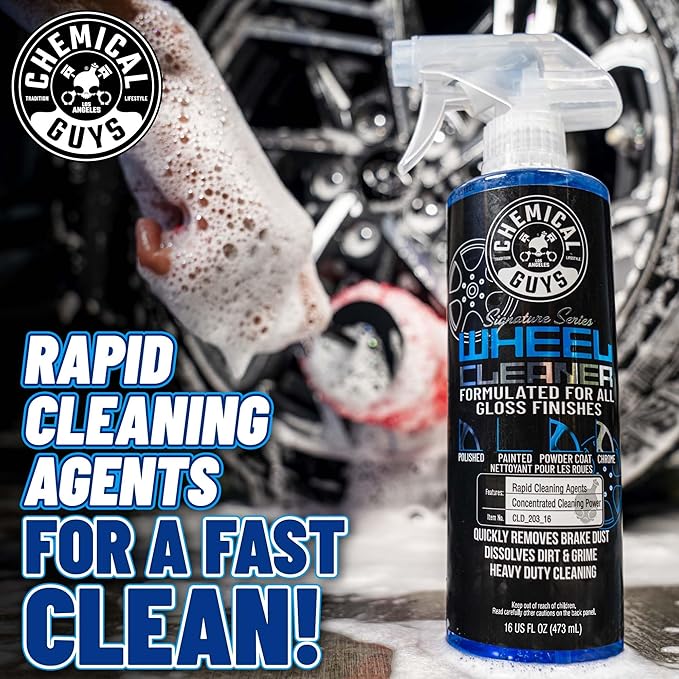 Chemical Guys Signature Series Wheel Cleaner - Safe for Gloss Finishes, Chrome, Painted, Powder-Coated, and Clear-Coated Wheels - Removes Brake Dust and Road Grime - 16 oz