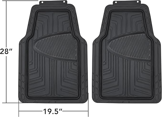 Amazon Basics All-Season Floor Mats for Cars, SUVs and Trucks, Premium Rubber, All Weather Protection, Universal Trim to Fit, 2-Piece, Black