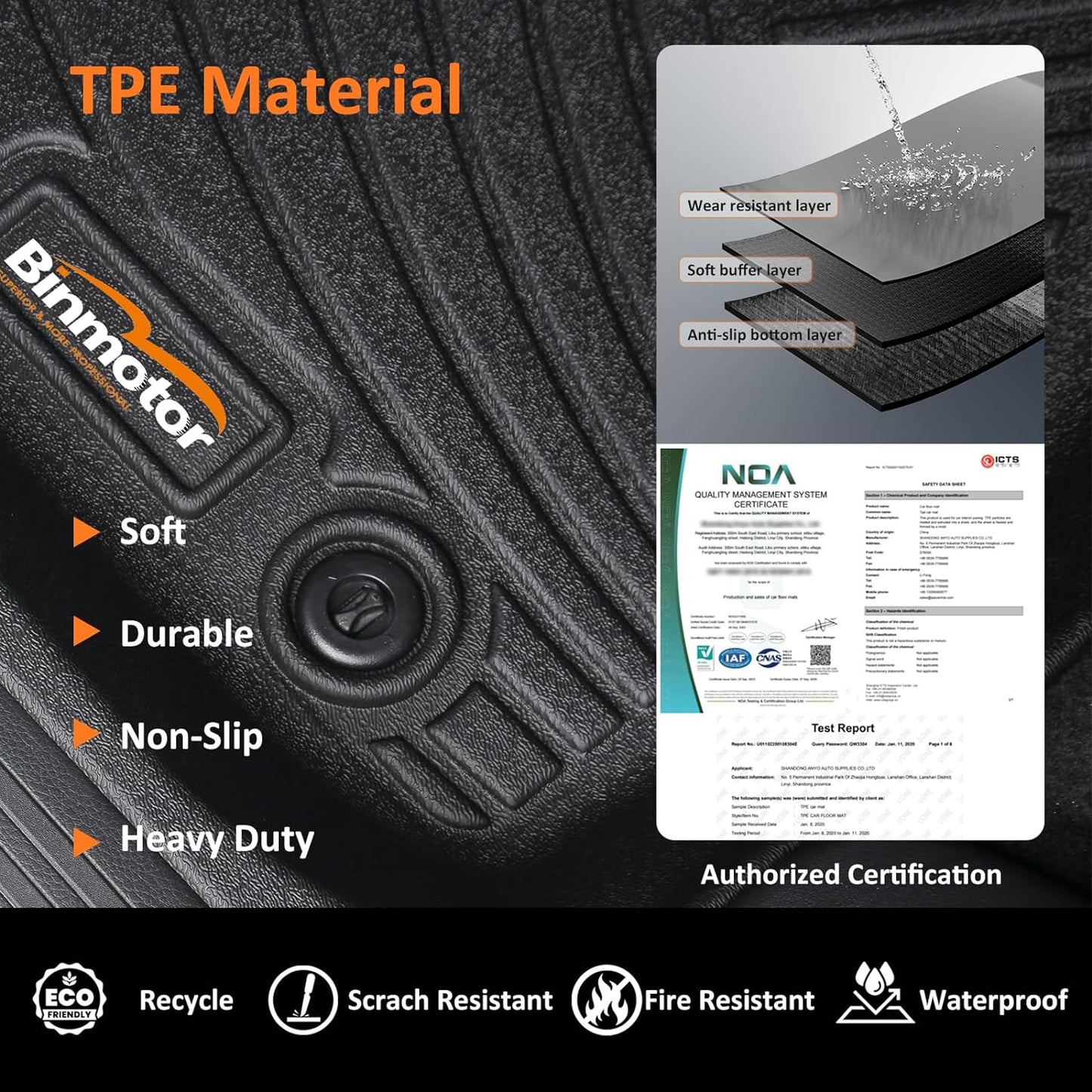 Binmotor-All Weather Floor Mats Cargo Liner Set for BMW X1 2023 2024 2025,1st & 2nd Row Full Set, TPE Rubber mats Heavy Duty Car Floor Liners-Black for X1 Accessories