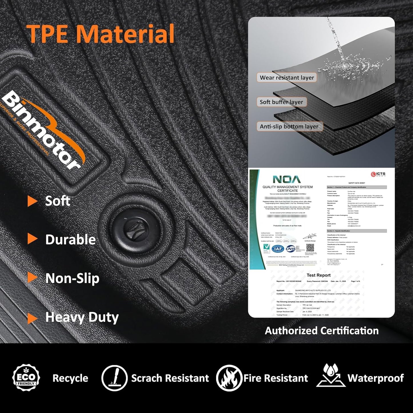 Binmotor-All Weather Car Floor Mats and Cargo Liner Set for Buick Encore GX AWD 2020-2026(Only Fit Cargo in Upper Deck Position), Waterproof TPE Car Accessories Mats for Encore GX AWD-Black