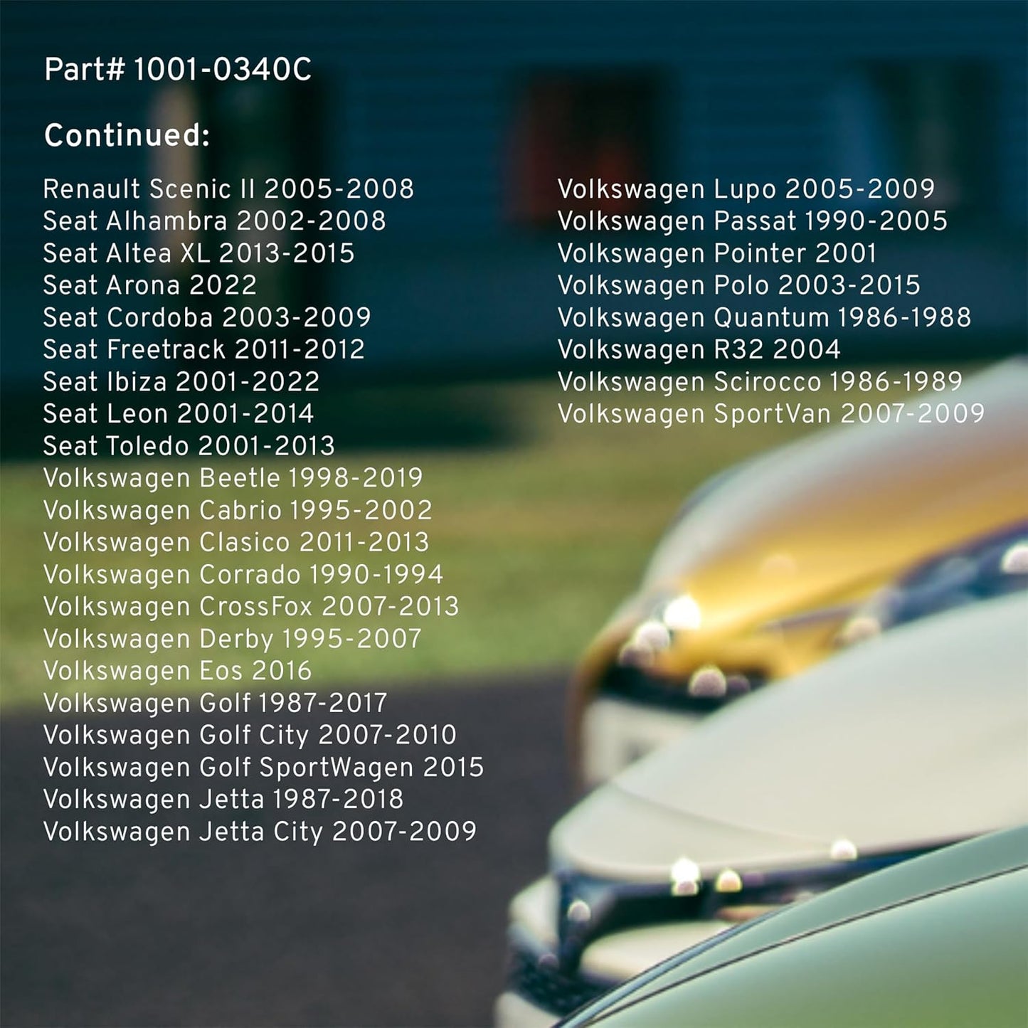 Premium Ceramic Rear Brake Pads (1001-0340C) Compatible with 1986-2022 Audi/Peugeot/Renault/Seat/Volkswagen (A3/A4/A6/A8/Beetle/Golf/Jetta City/Passat/S3/S4/S6/S8/TT/TT Quattro & More)