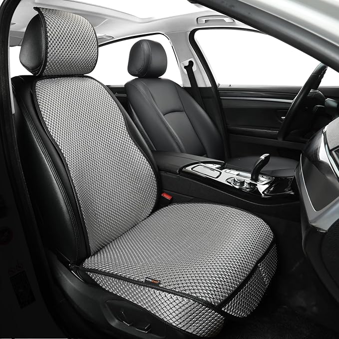 Auto Newer Car Seat Cover,Breathable Front Car Seat Cushion,Comfortable Car Seat Protector,Anti-Slip and Full Wrap Driver Car Seat Protector with Storage Pocket,Universal All Seasons(Gray,1PCS)