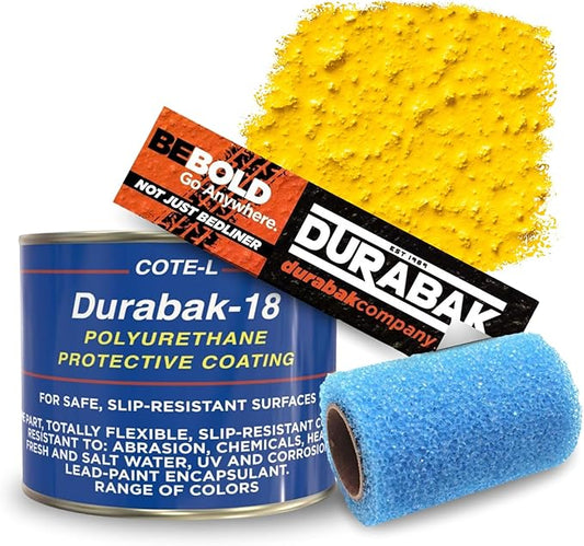 Durabak-18 Textured Truck Bed Liner Quart KIT - Roll On Coating | DIY Custom Coat for Bedliner and Undercoating, Auto Body, Automotive Rust Proofing, Boat Repair (Quart, Yellow)