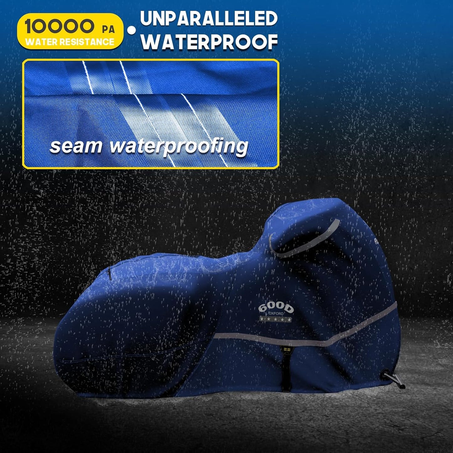 Rosefray Motorcycle Cover with Side Box Heavy Duty 600D Waterproof for Touring Models Harley Davidson Road King,Road Glide,Street Glide, Electra Glide,Low Rider-ST Indoor & Outdoor Storage Blue