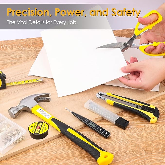 DOWELL Tool Set 185 Piece, General Household Tool Kit, Hand Tool Kit with Toolbox Storage Case for Home Repair