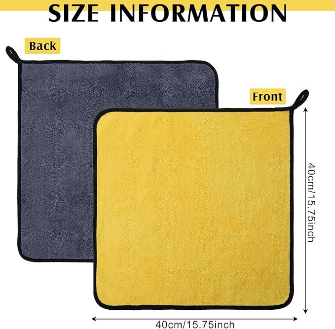 Nuenen 20 Pcs Microfiber Cleaning Towels for Cars 800 GSM Thick Plush Microfiber Cleaning Cloth Dusting Cloth Auto Detailing Absorbent Towels for Car Kitchen Window, 15.75 Inch(Grey and Yellow)
