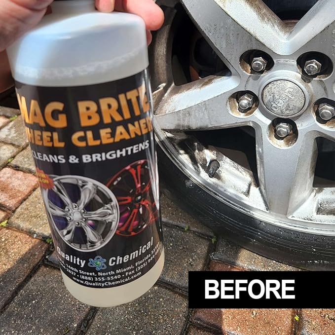 Quality Chemical Mag Brite/Acid Wheel and Rim Cleaner-Wheel and Tire Cleaner - Formulated to Safely Remove Brake Dust and Heavy Road Film - Best Car Wheel Cleaner for Rims - 1 Gallon Combo