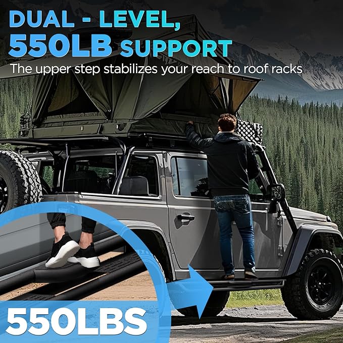 PZ Running Boards Side Steps Compatible with 09-18 Dodge Ram 1500 Crew Cab(Incl 19-24 Classic),10-24 RAM 2500 3500,Bolt-on Nerf Bar Step Bars,Heavy-Duty Steel Two Stairs Anti-Slip Design