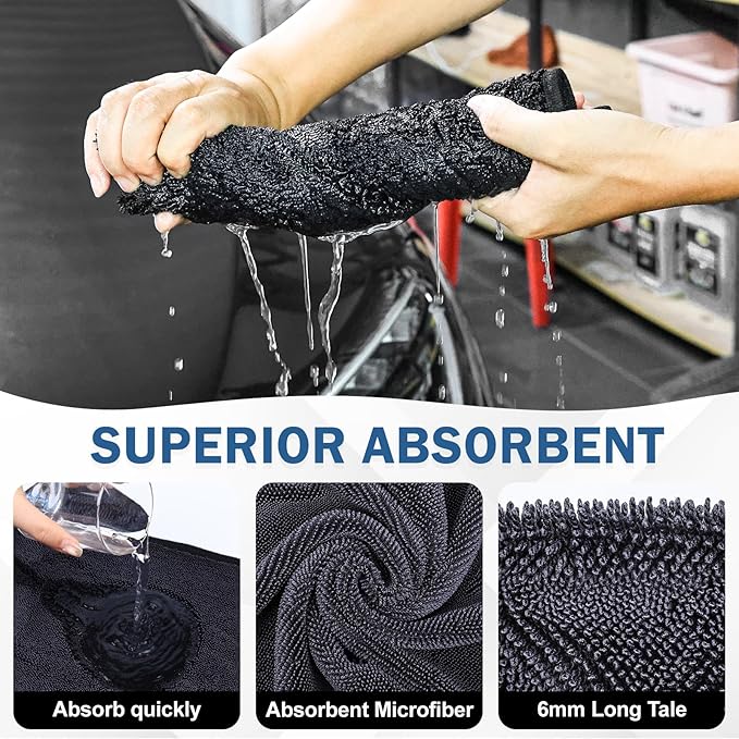 Navona 5-Pack 600GSM Professional Microfiber Car Drying Towels - Ultra Absorbent, Scratch-Free, Lint-Free (23.6" x 15.7") for Auto Detailing & Car Wash and Household Use.