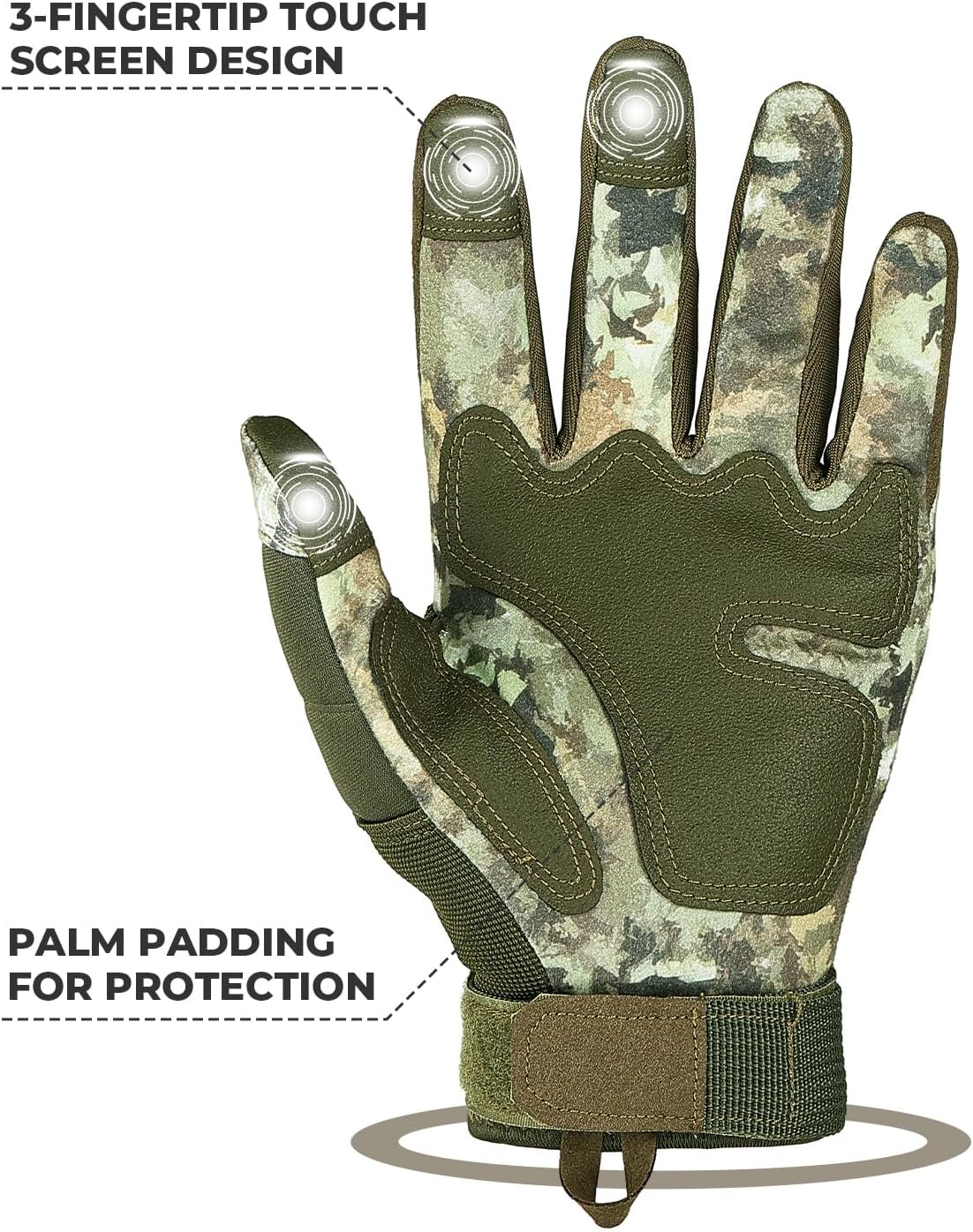 KEMIMOTO Tactical Gloves for Men, Touchscreen Motorcycle Gloves with Hard Shell & Palm Padding for Sports Motorcycle Cycling Tactical Airsoft Paintball Hunting Hiking Camping Climbing