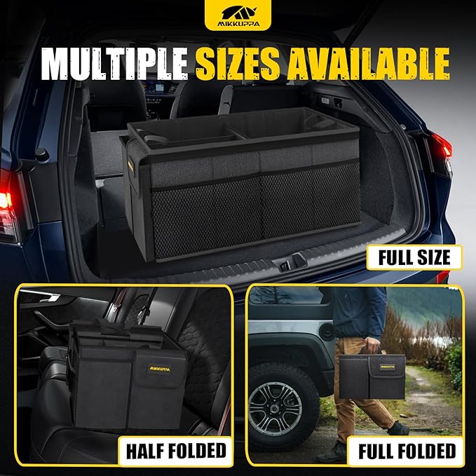 MIKKUPPA Car Trunk Organizer - 50L Collapsible Trunk Organizer, Sturdy Car Storage for SUV Auto Truck Van with Non Slip Bottom (Black)