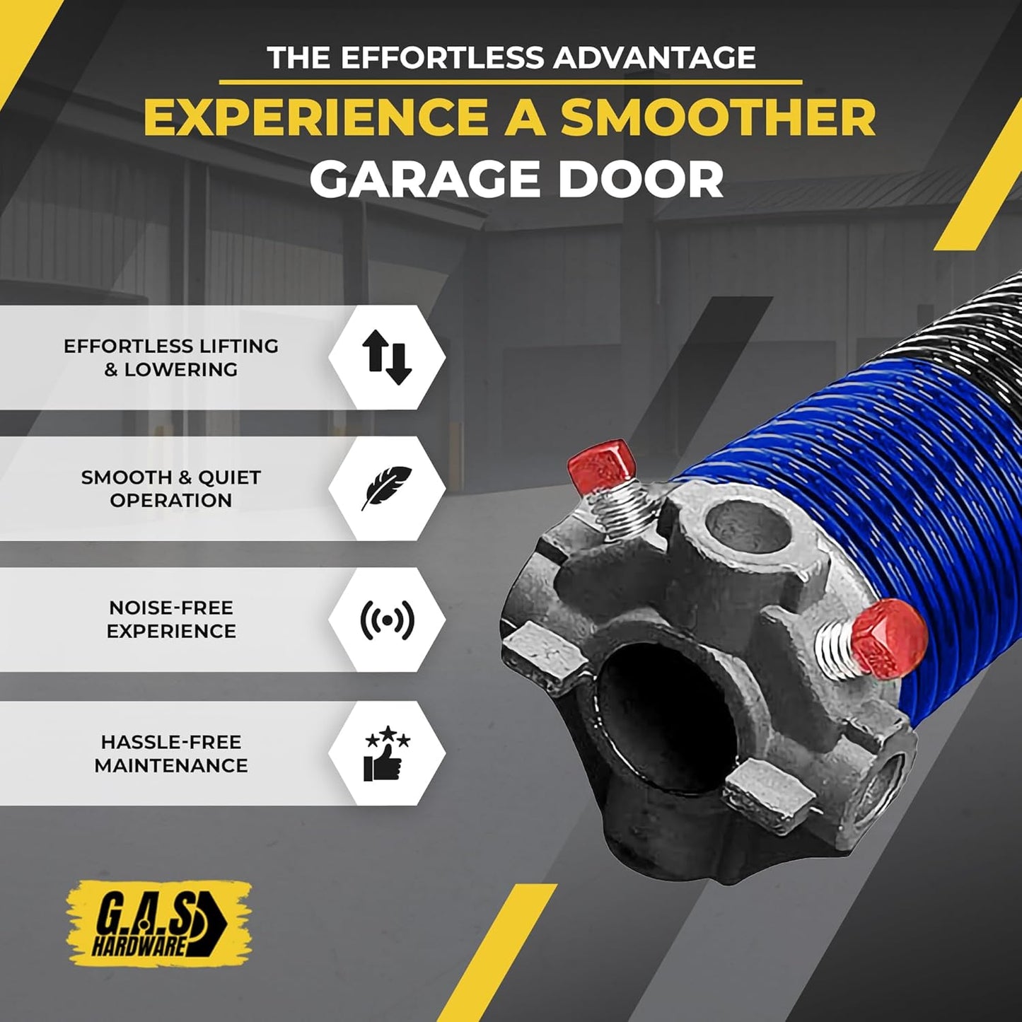 Garage Door Torsion Spring 262x1.75x48 Includes 1” Steel Bearing, Non-Slip Gloves, and Winding Bars for Left and Right Side of Garage Door Precision E-Coating 5-Year Warranty Min. 30,000 Cycles (Pair)