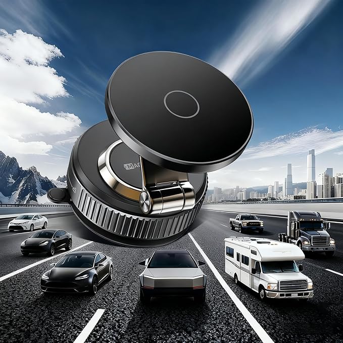 Magnetic Phone Holder for Car 2026 Heavy Duty Model 360° Adjustable Vacuum Suction Car Magsafe Phone Mount Cell Phone Holders for Your Car for iPhone 16 Pro Max 15 14 13 12 Plus (Metal Stand Rotor)