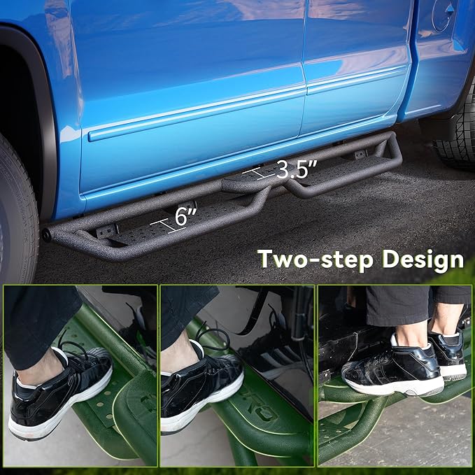 6 Inch Running Boards Compatible with 2019-2025 Dodge Ram 1500 New Body Quad Cab/Extended Cab, Two-Stair Side Step Rail Drop Nerf Bars (Exclude Ram 1500 Classic)