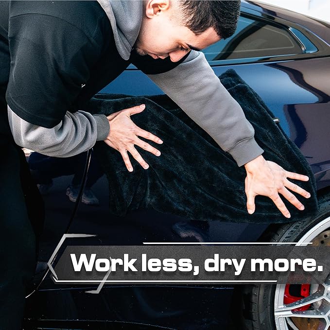 Blackline 24"x36" Twisted-Loop Drying Towel, 1300GSM, Streak Free, Lint Free, Reusable - Car Accessories, Bath Towels, Microfiber Cleaning Cloth - One Pass is All You Need