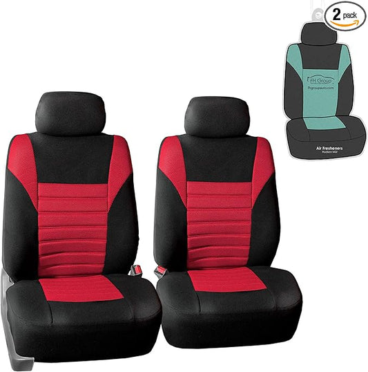 FH Group Automotive Car Seat Covers Front Set Premium 3D Air Mesh Front Seat Covers, Airbag Compatible Universal Fit Interior Accessories for Cars Trucks and SUVs - Red
