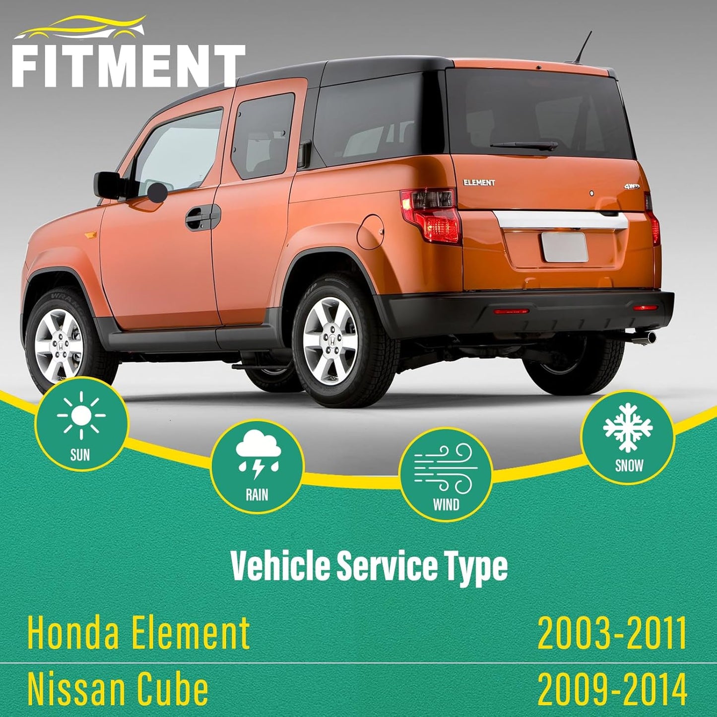 20" 20" 12" Windshield Wiper Blades Replacement for Honda Element 2003-2011 / Nissan Cube 2009-2014 Premium All Weather Front Rear Wipers Set - OEM Quality (Pack of 3)