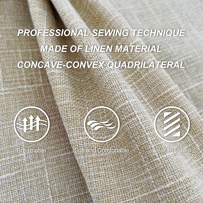 Linen Car Seat Covers Front Seat Covers Breathable Cloth Fabric Car Seat Protector - Universal Fit for Cars, Vans, SUVs, Trucks - 2 Units - Beige