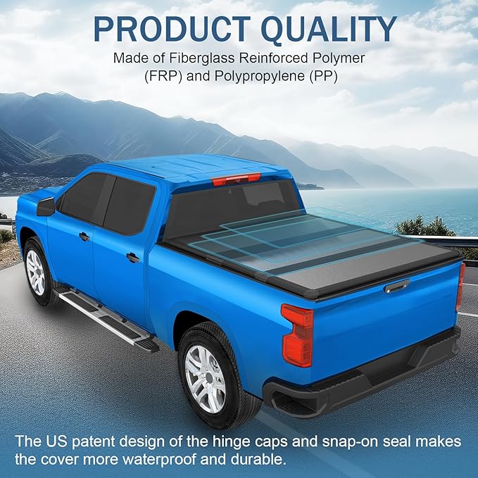 Hard Tri-Fold Truck Bed Tonneau Cover Compatible with 1988-2007 Chevy Silverado GMC Sierra 8FT Bed