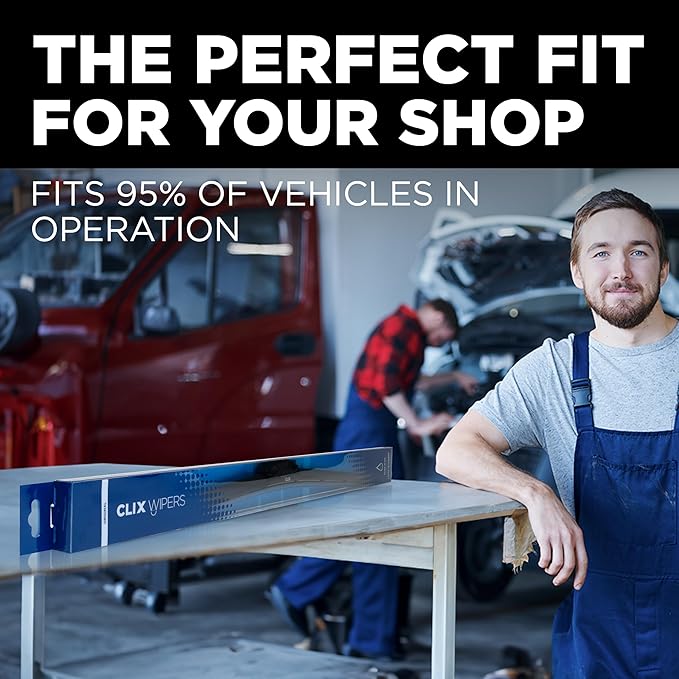 ClixWipers 20" 6-Pack: High Performance Premium Automotive Replacement Windshield Wiper Blades for Fleets & Business, Bulk Pack for All-Weather & Winter, Fits J-Hook, Pinch Tab & Top Button