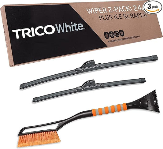 TRICO White 24" + 20" Extreme Weather Premium Winter Automotive Replacement Windshield Wiper Blades (Set of 2), Passenger and Driver Side All-Weather Beam Wiper Blades with Ice Scraper