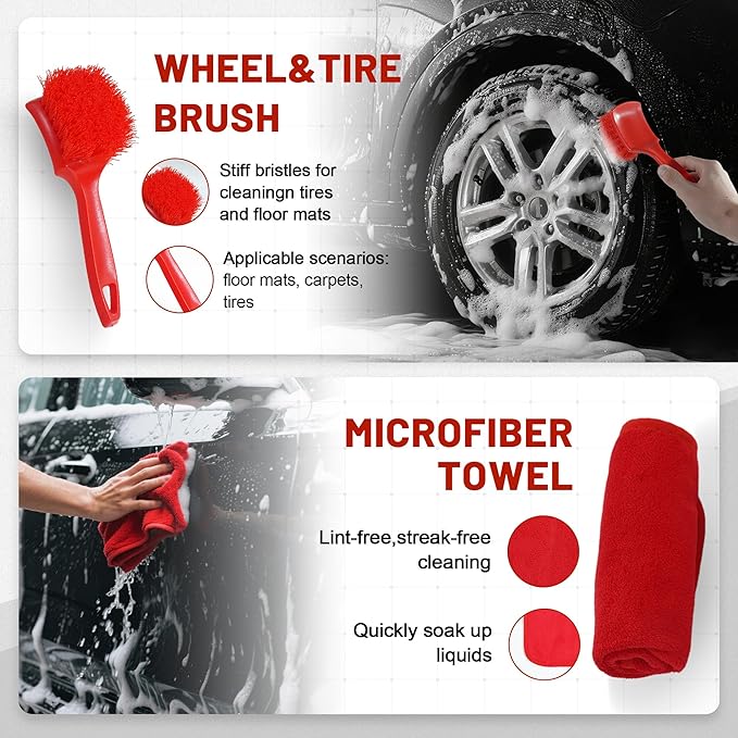 10Pcs Interior Detailing Brush Set, Car Vent & Dashboard Cleaner Kit with Microfiber Towel, Storage Bag (10PCS)