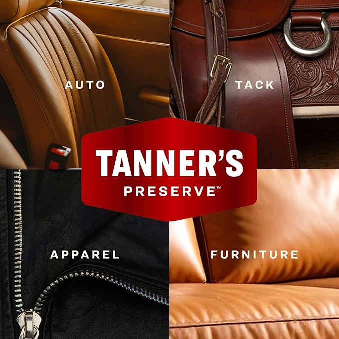Tanner's Preserve Leather Conditioner, Rejuvinates & Restores Finished Leather, Use for Cars & Interiors, Couches & Furniture, Saddles & More, 8 Fl Oz