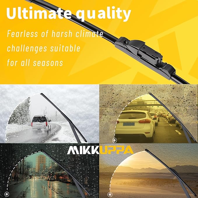 MIKKUPPA 24"+19" Windshield Wipers Blades - Replacement for 2011-2023 VW Jetta, 2012-2018 VW Passat, 2013-2017 VW CC - All Season Quiet Front Wiper Blades, Pack of 2