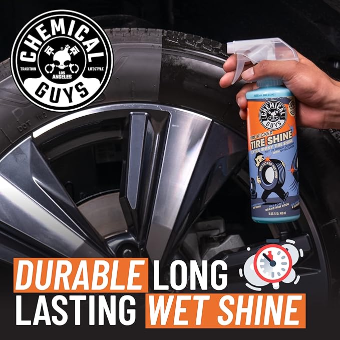 Chemical Guys Tire Kicker Sprayable Extra Glossy Tire Shine - Dry-to-the-Touch Dressing for Rubber, Vinyl, and Plastic - Safe for Cars, Trucks, SUVs, Motorcycles, and RVs - 16 oz (2 Pack)