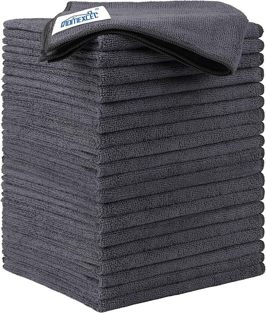 HOMEXCEL Grey Microfiber Cleaning Cloth 20 Pack 11.5 x 11.5 inch Microfiber Towels for Cars Ultra Absorbent Car Washing Cloth Lint Free Streak Free Cleaning Rags for Car Kitchen Window