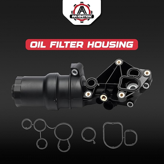 Engine Oil Filter Housing Assembly by AA Ignition- Replaces 07K115397A, 07K115397B, 07K115397D - Compatible with Audi and Volkswagen 2.5L - 2005-2014 Jetta, Golf Beetle, Passat, Rabbit, TT Quattro