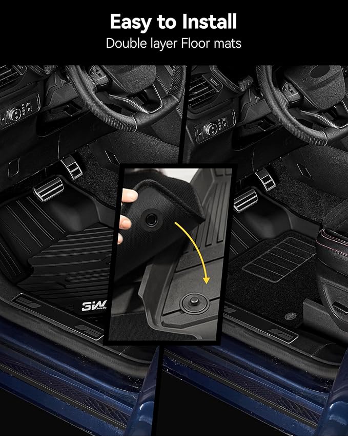 3W Floor Mats & Cargo Liner & Carpets Fit for 2021-2024 2025 Ford Bronco 4 Door, All Weather TPE Custom Fit Floor Liner and Trunk Mat Full Set Car Mats (Not for Bronco Sport & Rubberized Floor)