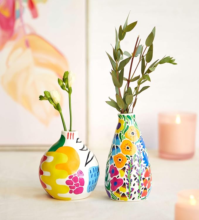 Pott’d Paint-a-Vase Pottery Painting Kit - Personalised DIY Vase Craft Set - Includes Vases, Paints, and Step-by-Step Guide